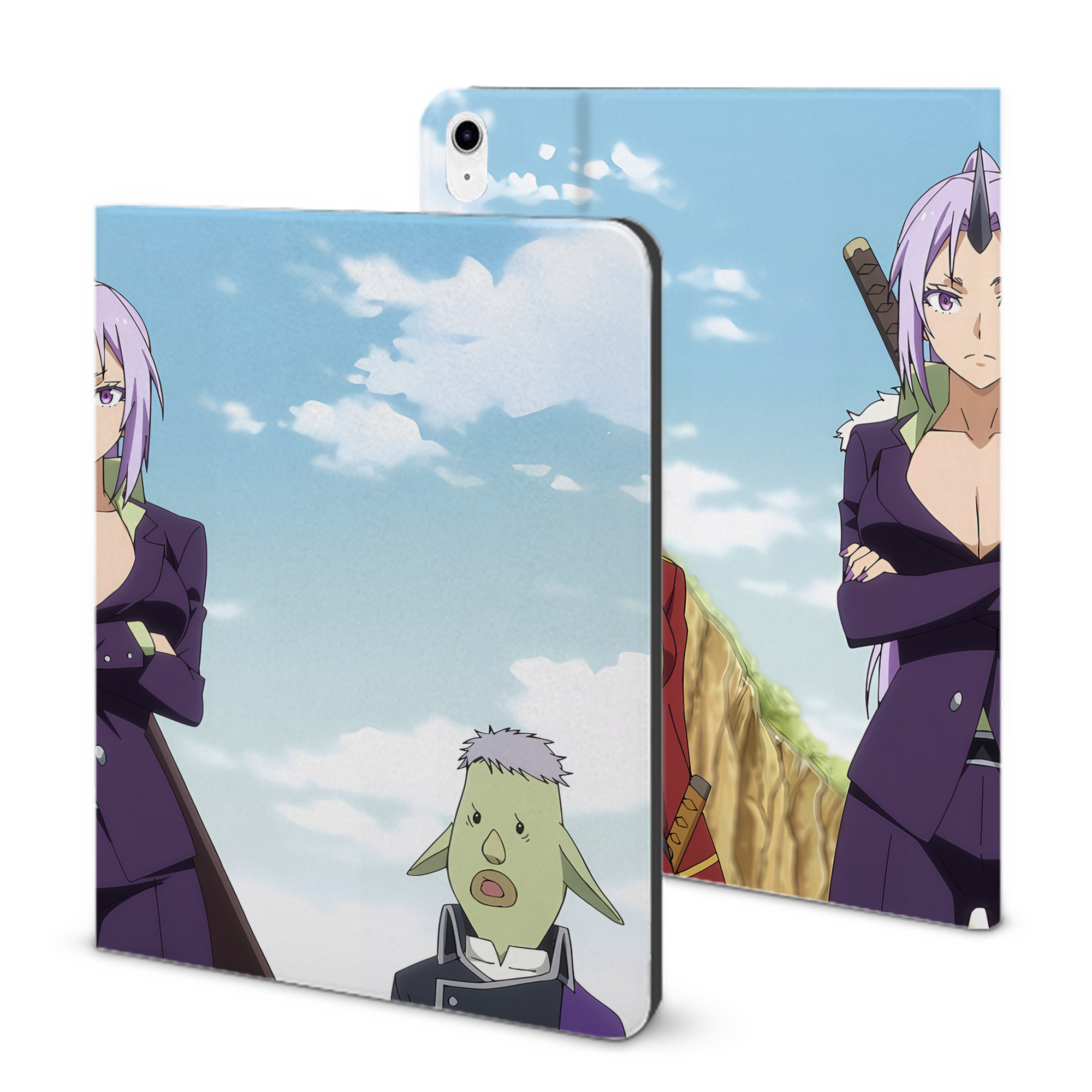 （画像用） 転スラ Regarding Reincarnated to Slime IPad ケース ブック型 PUレザー TPU 耐衝撃 軽量 薄型 ペン収納なし 全面保護 IPad 各モデル対応